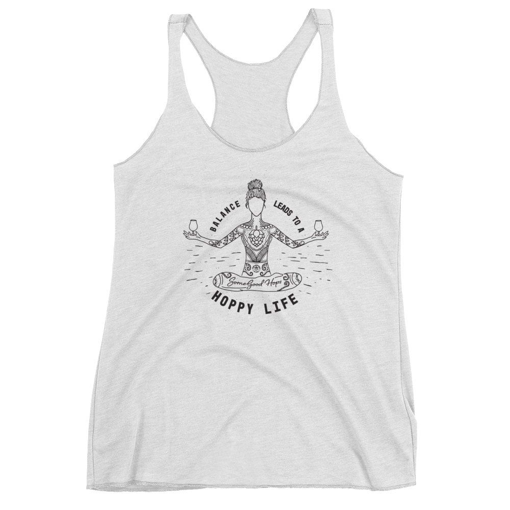 Balance Leads to a Hoppy Life Yoga Tank - Heather White - Some Good Hops