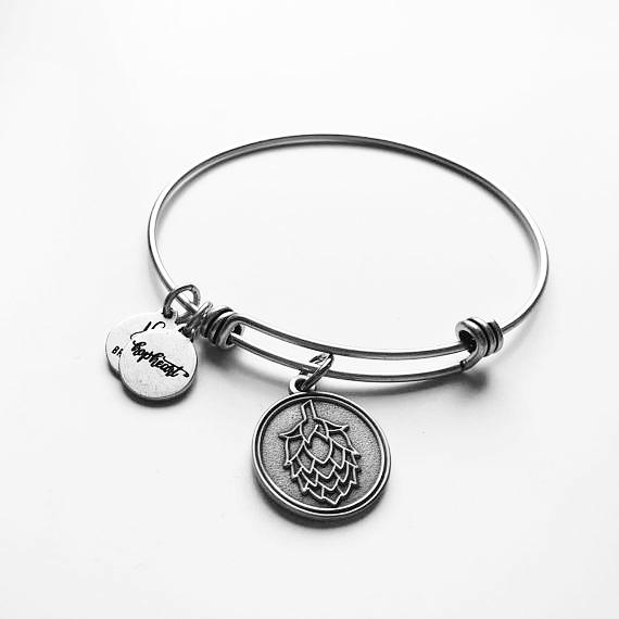 Craft Beer Element Silver Bangle - "The Hop" - Some Good Hops