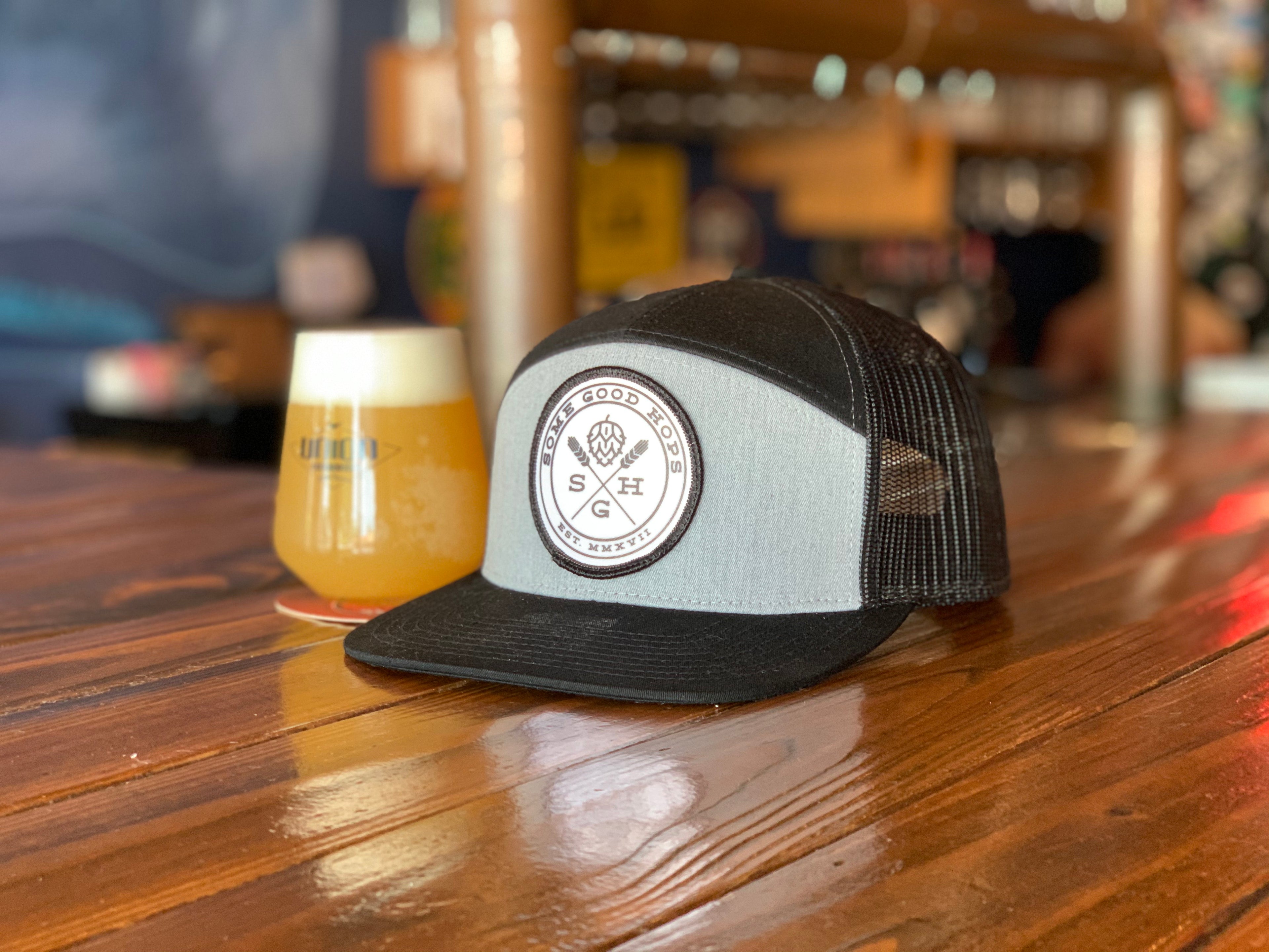 Some Good Hops Grey & Black 7 Panel SnapBack Hat - Some Good Hops