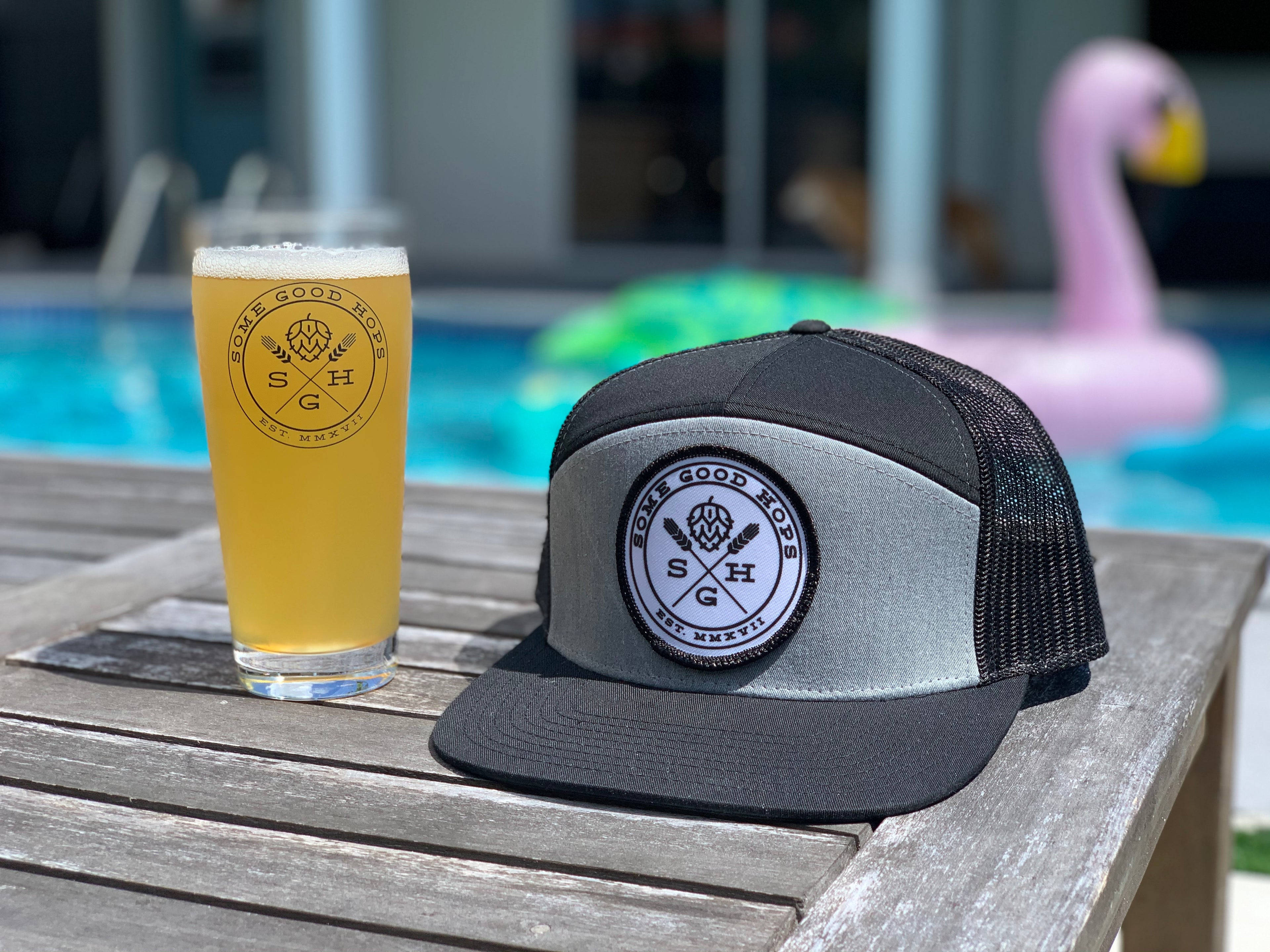 Some Good Hops Grey & Black 7 Panel SnapBack Hat - Some Good Hops