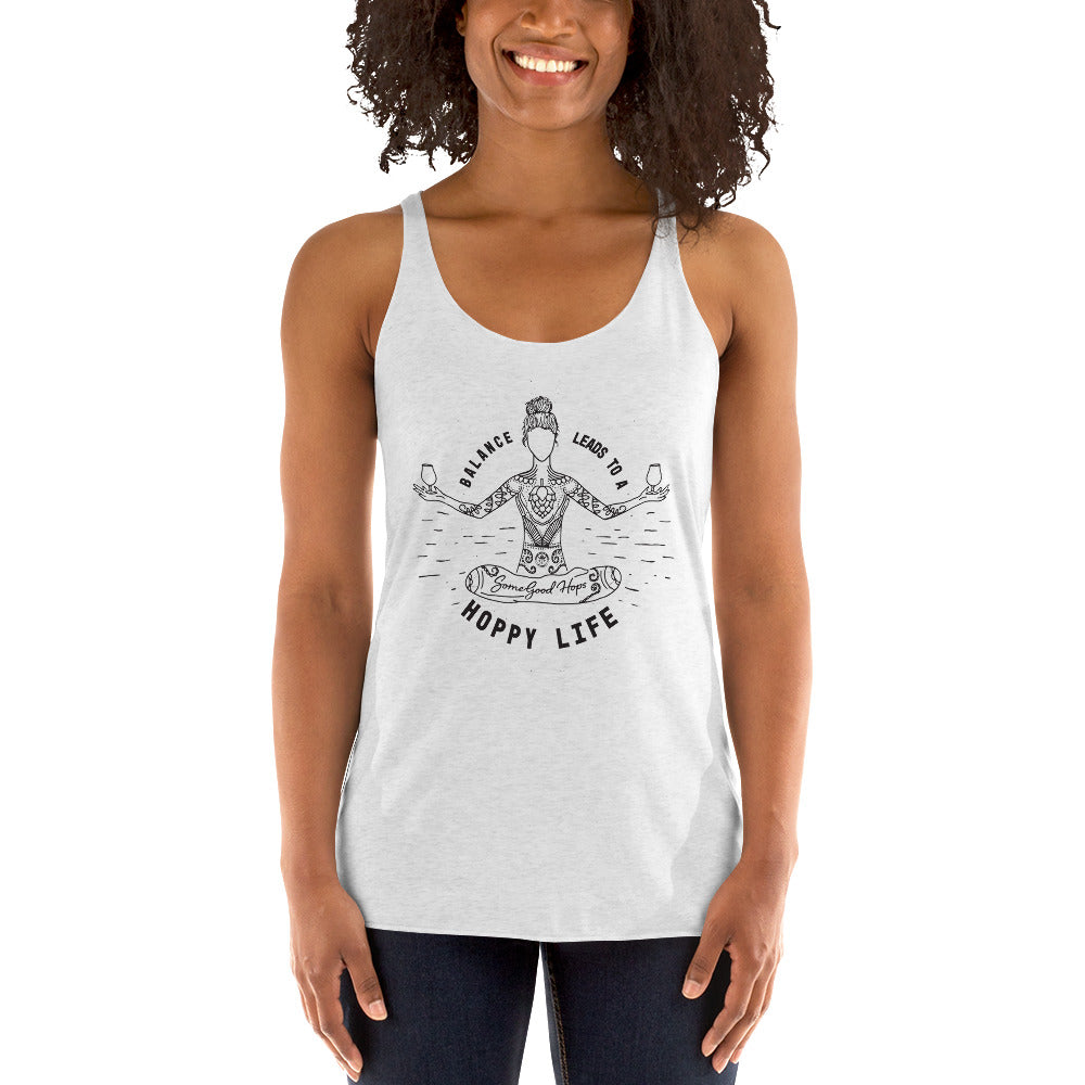 Balance Leads to a Hoppy Life Yoga Tank - Heather White - Some Good Hops