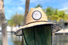 Some Good Hops - Navy Palm Print Straw UPF Lifeguard Hat
