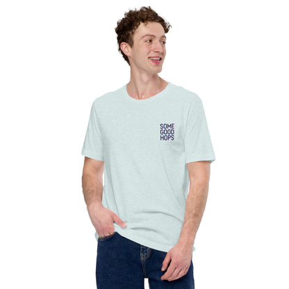 Some Good Hops Beach Lifeguard Tower T-Shirt - Heather Ice Blue (Front View 1)