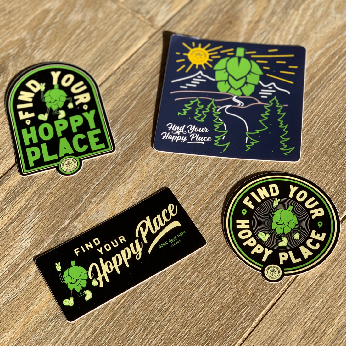 Some Good Hops 4-Pack of Find Your Hoppy Place Stickers
