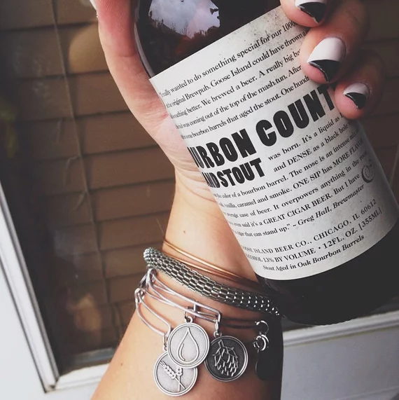Craft Beer Element Silver 3 Bangle Set - "The Hop, The Grain, & The Water" - Some Good Hops