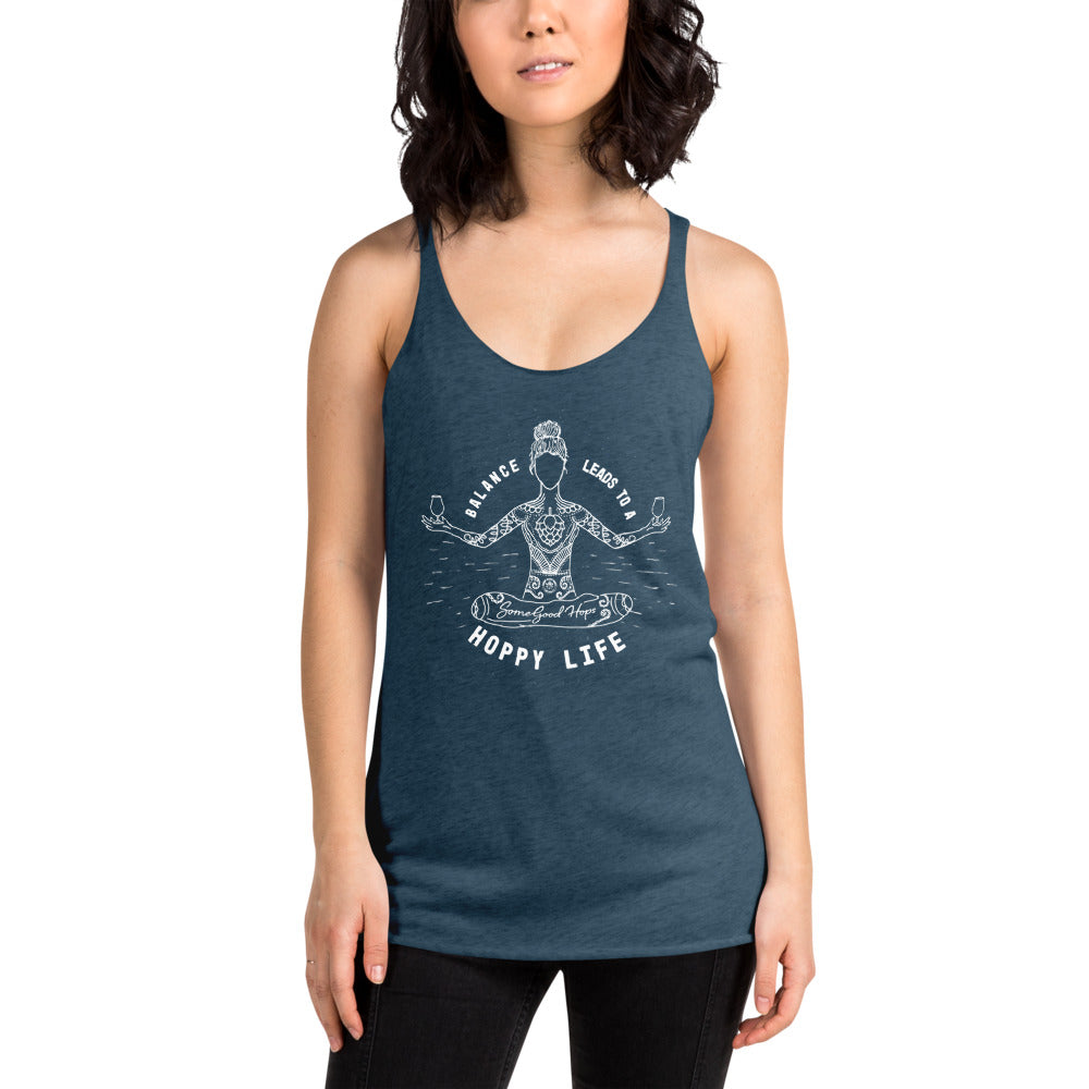Balance Leads to a Hoppy Life Yoga Tank - Indigo Blue - Some Good Hops